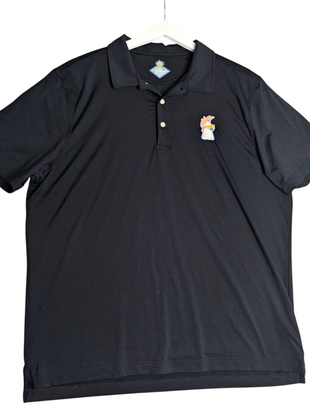 Chubbies Mens Performance Polo Shirt Black With Parrot Logo Size XL Golf Casual